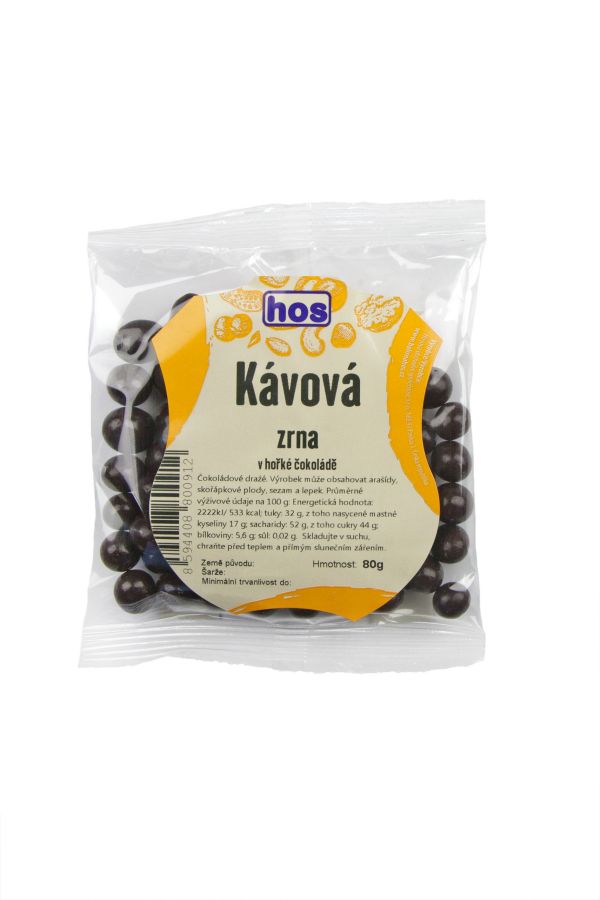 Kávová zrna v hořké čokoládě 80 g